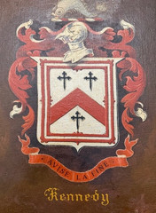 Vintage Hand Painted Kennedy Family Coat of Arms Framed Genealogy