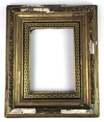 Antique Distressed Gold Gilt Greek Wood Plaster Frame