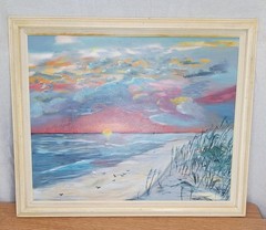 Oil/Acrylic Painting on Wood Panel Beach Sunset 16×20