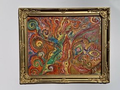 Textured Abstract Painting on Canvas by Serg Graff, „Magical Friends“, COA
