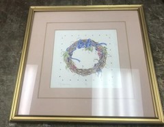 Vintage Small Original Painting Flowers by Maya Baynes Signed Framed Art 13 Inch