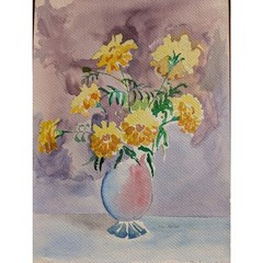 Vtg 70s Still Life Watercolor 11×15 Spring Flower Bouquet Joy Signed Teri Banas