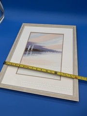 Signed Watercolor Abstract Seascape Boat Pastels Framed Nautical Wall Art 40/70