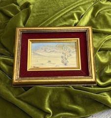 ORIGINAL OIL PAINTING CACTUS DESERT LANDSCAPE MINI ART 8”x6” BY NORMA 🌵