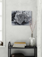 Original leopard oil painting black and white