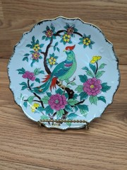2 Decorative Chinese plates wall hanging Bird With Colorful Flowers 8″