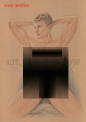 Original drawing A4 Art Colored Pencil painting male model on kraft paper new189