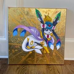 Omneon GX Pokémon Fan Art Painting Sylveon Umbreon Fusion Gold Leaf Canvas 20×20