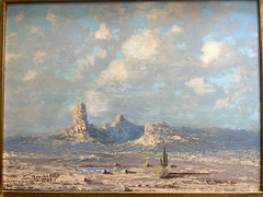 Thomas L. Lewis, Taos. Oil on board, ‚Morning Tranquility‘ desert landscape