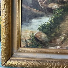 Vintage Fannye Caswell 1929 Original Oil Painting 21×15 Inch Old Mill Landscape