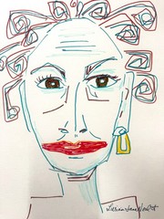 Abstract Face 9″x12″Original Acrylic Paper Expressionism Bad Hair Day
