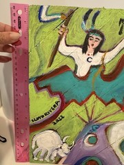 Taos NM Artist Lloyd Rivera Original Painting Wood “White Buffalo Calf Woman”