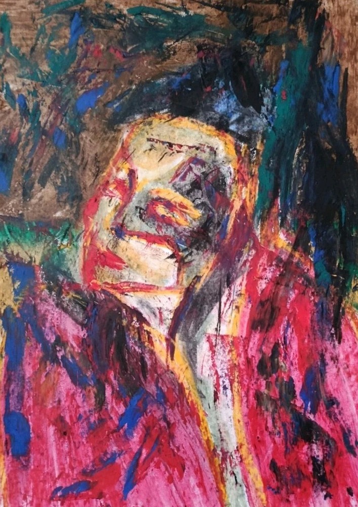 Portrait – Abstract Modern Art – Oil Chalk A4 Paper – Modern Art