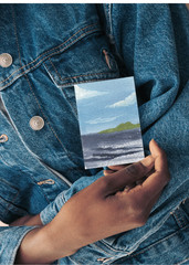 ACEO/ ATC Green Island Sea Seascape Watercolor OOAK Original Art SaraClaireArt