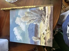 Vintage Original Oil Painting Desert Mountain Landscape 1988 MCM Signed 17 X 20