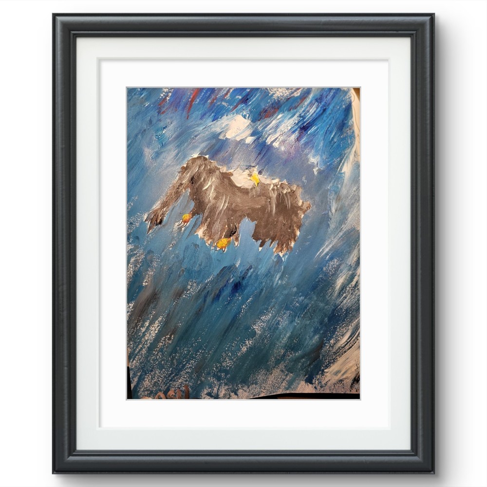 Eagle In Flight Abstract Expressionist Original Gallery Paper 11×14