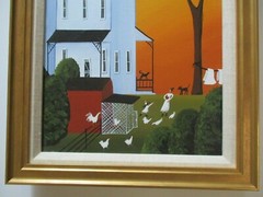 AMERICAN FOLK ART PAINTING WHIMSICAL ESTATE COUNTRY LANDSCAPE CHARMING LISTED