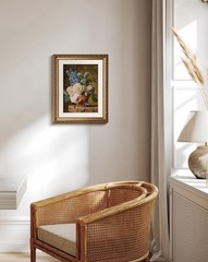 Vintage Floral Gold Framed Wall Art Canvas Print 13×16 Retro Flower Oil Painting