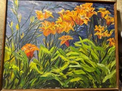 Benner Ginter? 1964 „Floral Landscape Scene“ Oil Painting – Signed And Framed