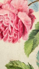 Vintage Oval Floral Painting on Fabric Signed Letty Bryant | Hand Painted Roses