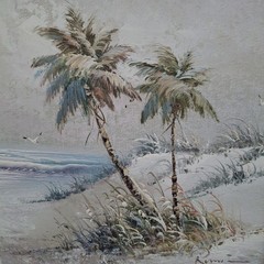 Vintage Original Beach Seascape Oil Painting Signed „Rimi“ Framed 8×10 Coastal