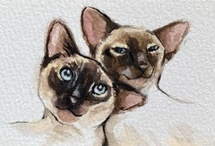 ACEO 100% Hand Painted Original Mixed Media Painting Art Cat