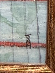 Vintage Signed Jam Swimmers Miniature Oil Painting Gold Frame