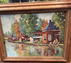 Original Margaret Hill Oil On Canvas Scenic River Home Painting 18” x 24” Signed