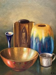 Vintage Still Life Painting Realism Arts And Crafts Sculpture Raymond Bayless