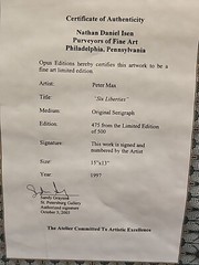 Peter Max 1997 Serigraph „Six Liberties“ Framed with COA #475 of 500