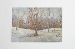 Oil painting Winter Ukrainian painter canvas Unframed original Decor landscape