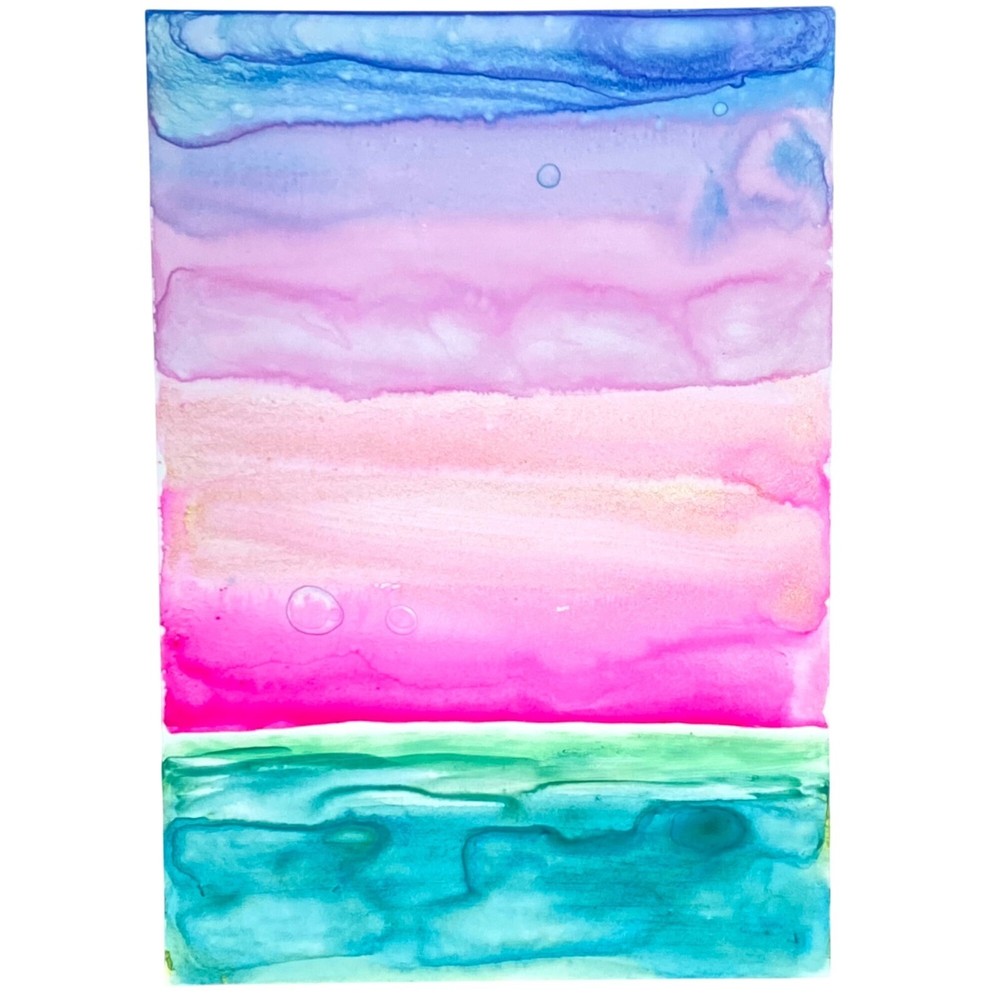 ACEO Original Art Watercolor and Watersoluble Wax Pastel ATC on Yupo Paper