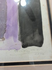 Vintage Abstract paint and texture purple stripes (2004) framed (18″ x 14″) #ART
