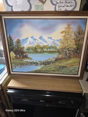 Vintage Oil Painting By Parrino „Winters Peak Lake“ Original, Medium Painting 🖼