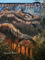 Oil Painting done in the Bob Ross wet on wet Style Grand Canyon T Pence 16×20