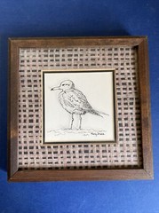 Reverse Glass Art Sand Piper Mary Bruce Robinson Shore Bird Cottage Core Beach