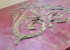 Victorian Style Handmade Painting Dimensional Red Bronze Gold