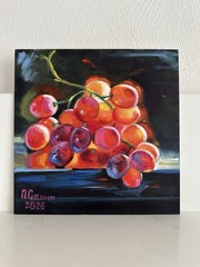 Oil Painting Still Life Art For Kitchen Grapes Gift 20x20cm Wall Art Fruits