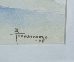 Original Watercolor Coastal Beach Dunes Seagulls Signed B Tennenfeld 2005 VTG