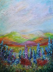 Original Wildflower Meadow Landscape Painting 18×24 Farmhouse Cottage Art
