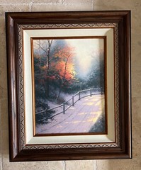 THOMAS KINKADE „FIRST SNOW“ 24″ x 18″ A/P HAND EMBELLISHED GICLEE CANVAS w/COA
