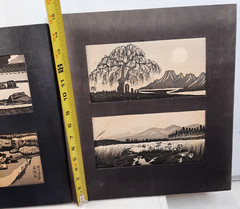 Vintage Japanese Framed 4 Prints/Lithograph Efren Valdes Black White Landscapes