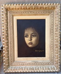 ALLEN BRENT aka Wade Reynolds BIG EYED GIRL (crying) Original Oil Painting
