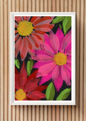ACEO/ ATC Vibrant Daisies Mixed Media OOAK Artwork SaraClaireArt