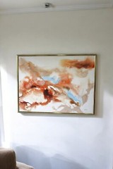 Abstract Watercolor Painting signed by Artist Charlotte – Framed Art 49w“ x 37.5