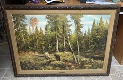 Oil Texture Painting K Radko Bear Woods 35.75”X23.75” Painting