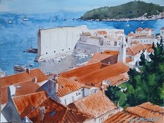 Original Painting in Watercolor View Of Dubrovnik, Croatia“ 16″x 12″