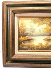 Signed Phillip Cantrell Vintage Oil Painting Framed Lake Autumn Scene