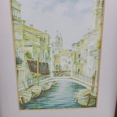 2 Original Watercolor Paintings Venice Canal Scene Framed 13″ x 11″ Signed