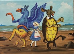 ACEO RYTA Alice In Wonderland Art print of painting Turtle Song Gryphon Beach ❤️